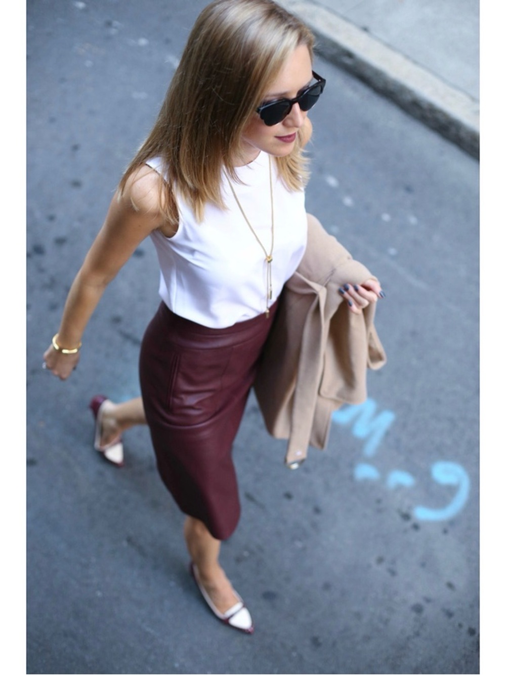 Ann Taylor Factory Burgundy Faux Leather Pencil Skirt with High Waist